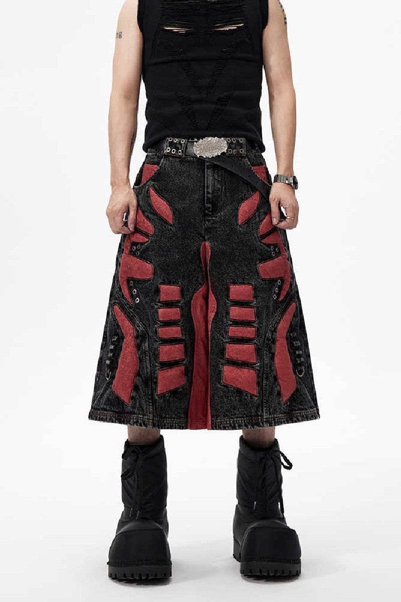 3D Skeleton Denim Shorts