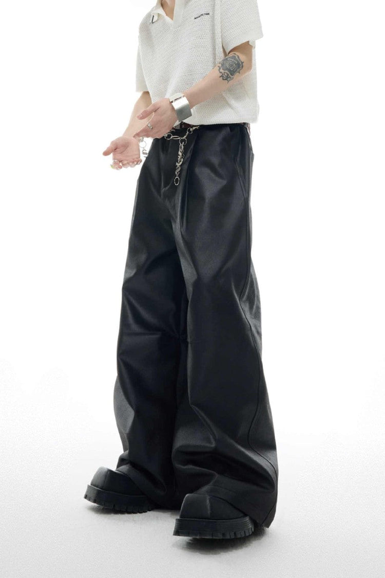 Coated Wax Wide Leg Pants — Argue Culture — view 3