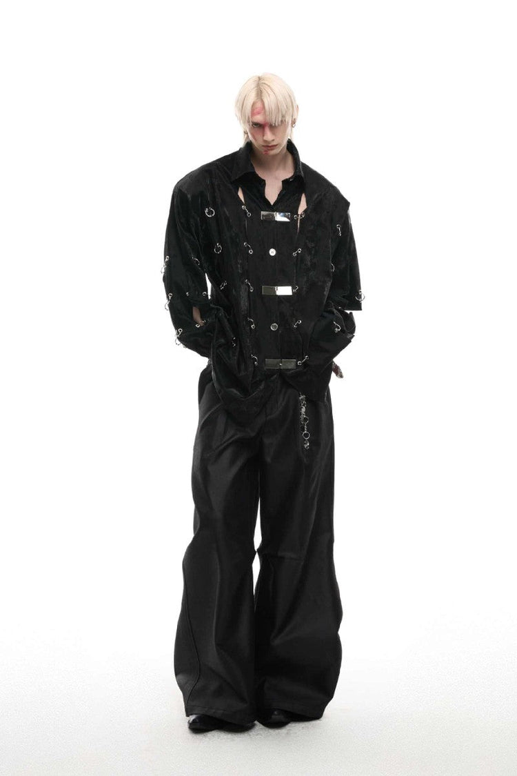 Metal Buckle PU Shirt Jacket — Argue Culture — view 3