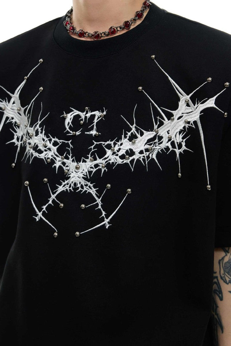 Studded Thistle Embroidery Tee — Argue Culture — view 5