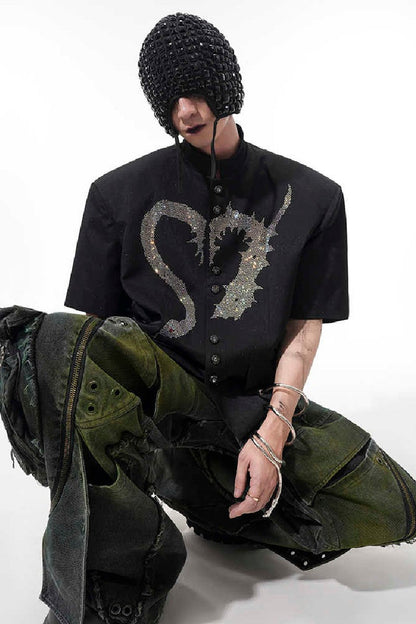 Embellished Snake Short Sleeve Blazer