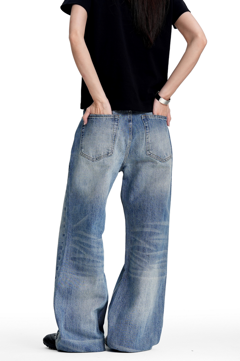 Washed Straight Leg Bootcut Jeans