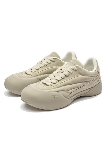 Curved Leather Platform Sneakers