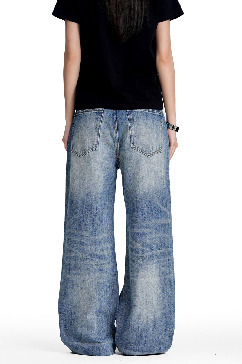 Washed Straight Leg Bootcut Jeans