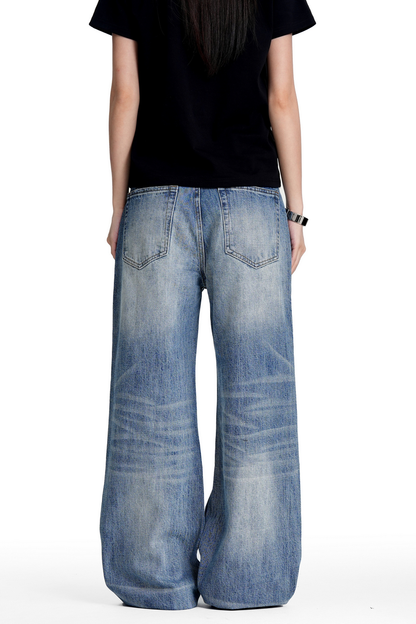 Washed Straight Leg Bootcut Jeans