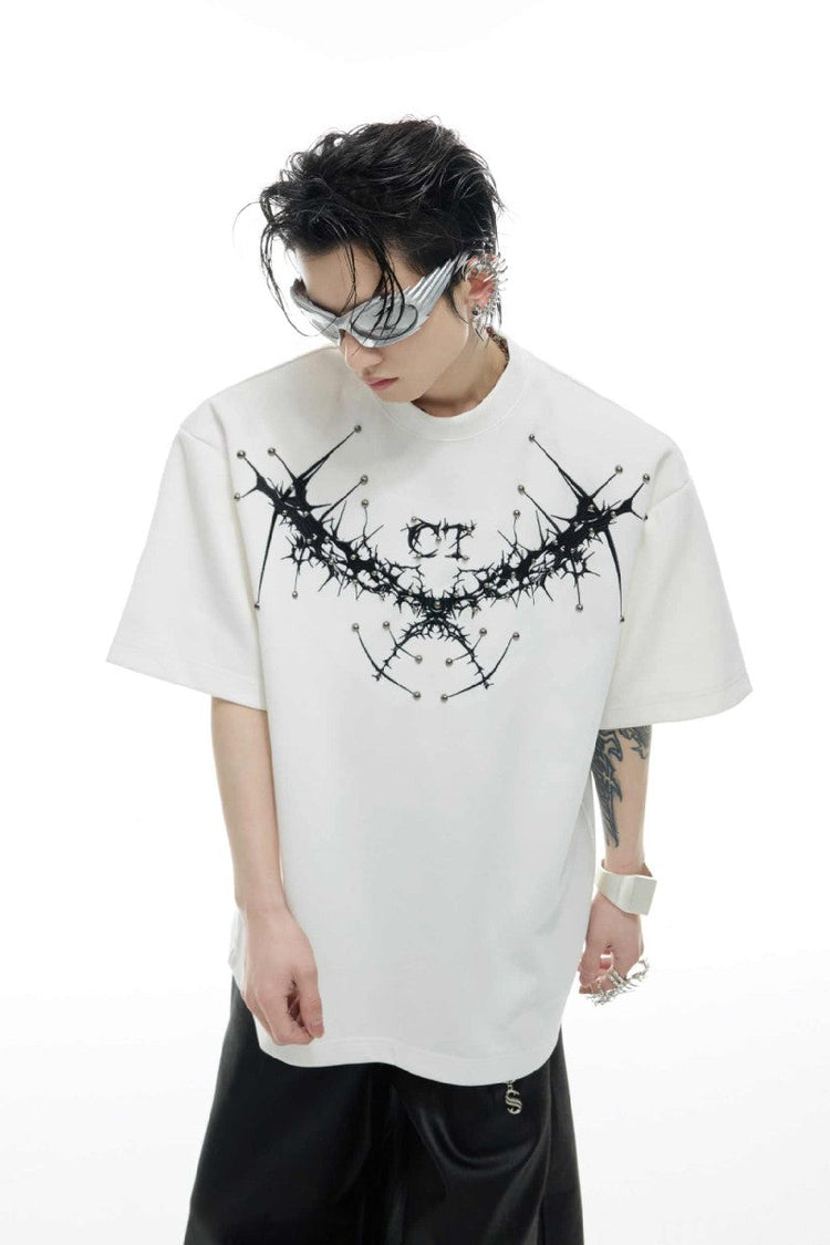 Studded Thistle Embroidery Tee — Argue Culture — view 2