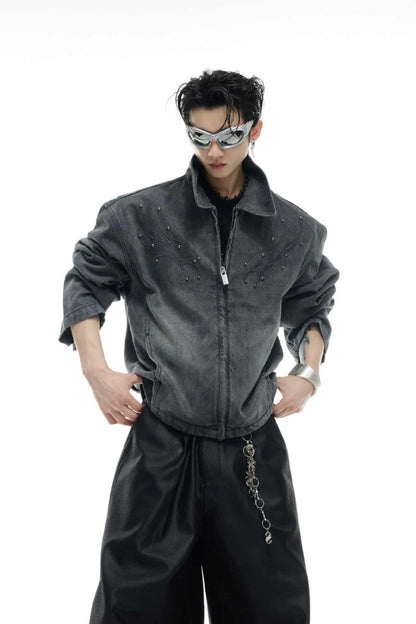 Washed Studded Denim Jacket