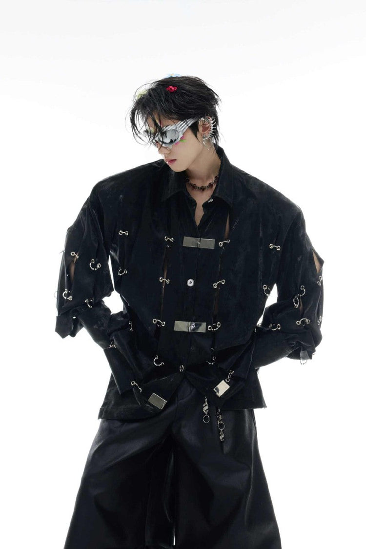 Metal Buckle PU Shirt Jacket — Argue Culture