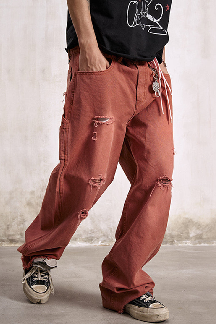 Washed Distressed Fringe Jeans — Remedy — view 3