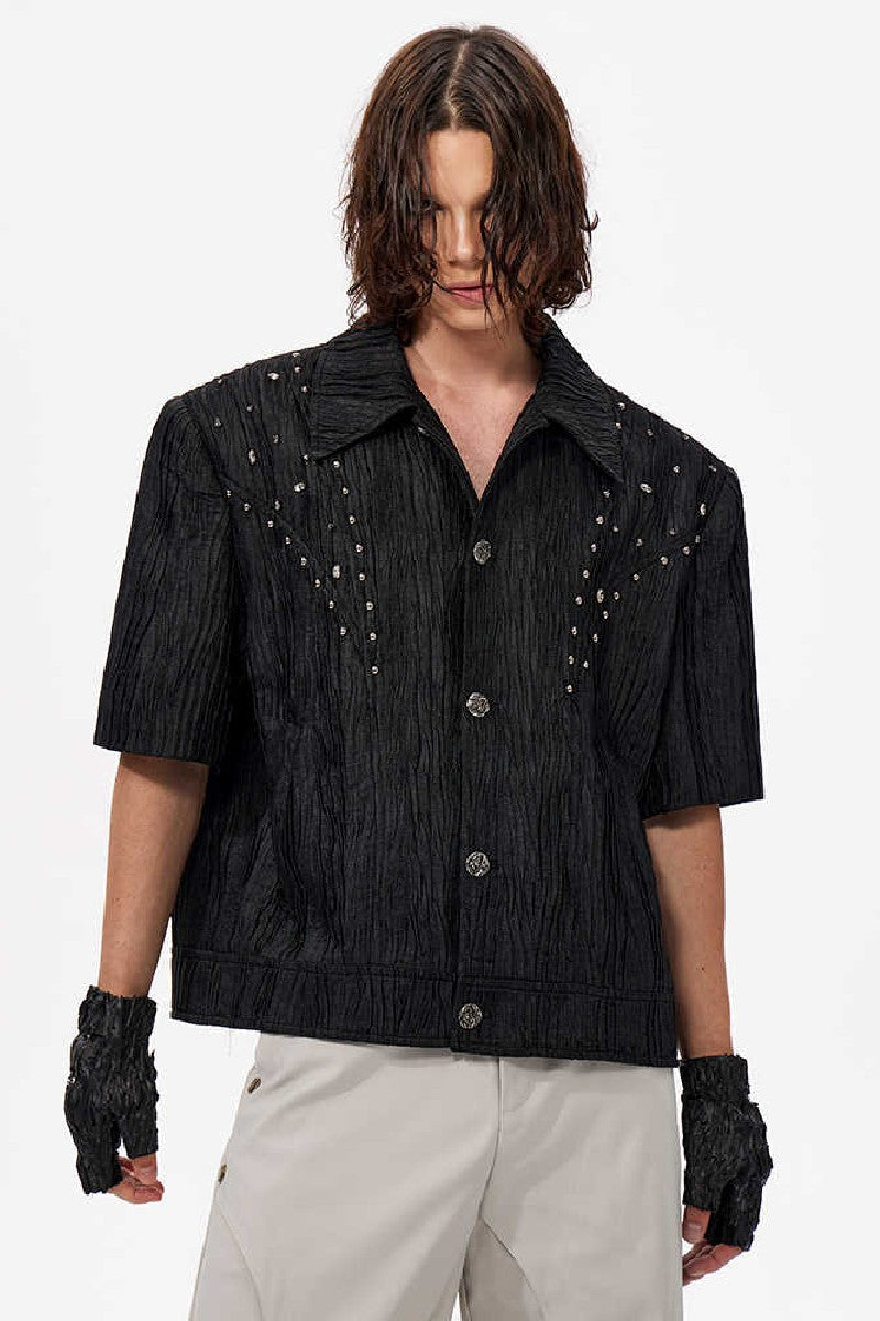 Textured Diamond Short Sleeve Jacket