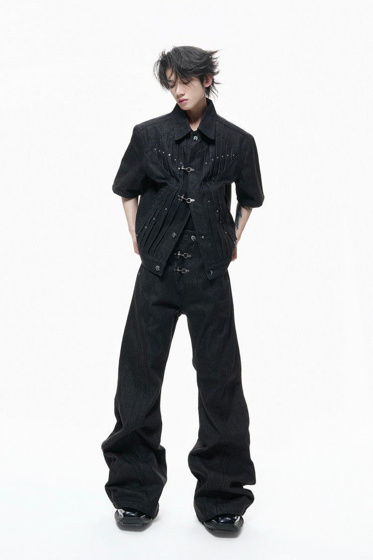 Wrinkled Layered Jeans — Argue Culture — view 2