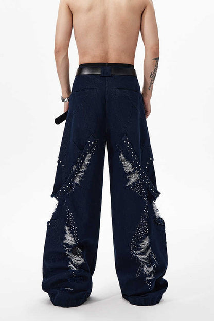 Pearl Studded Distressed Jeans
