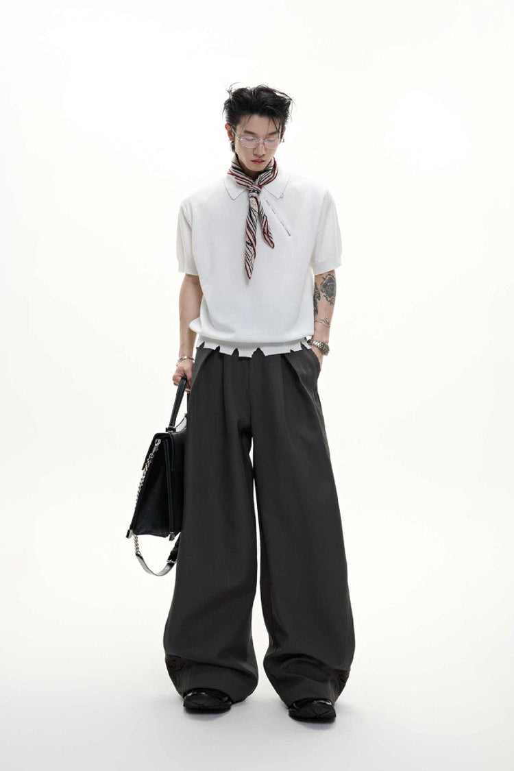 Embroidered Pleated Vintage Trousers — Argue Culture — view 3