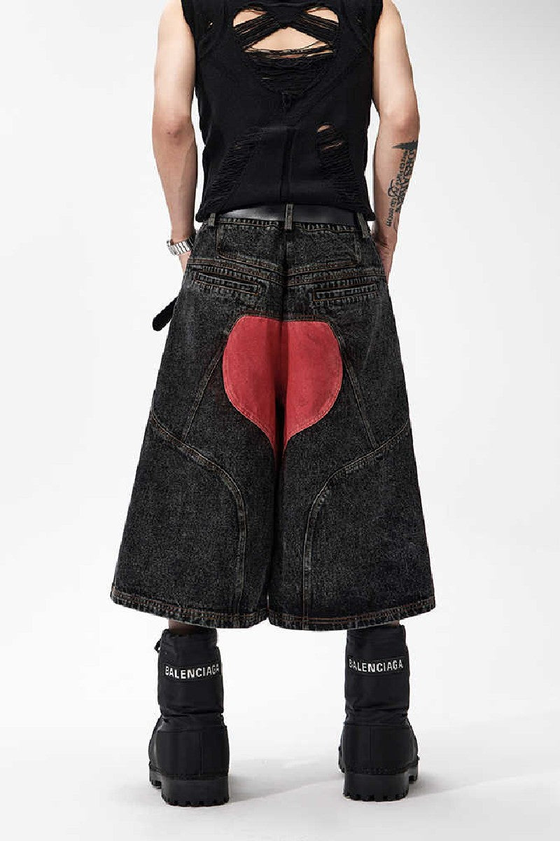 3D Skeleton Denim Shorts