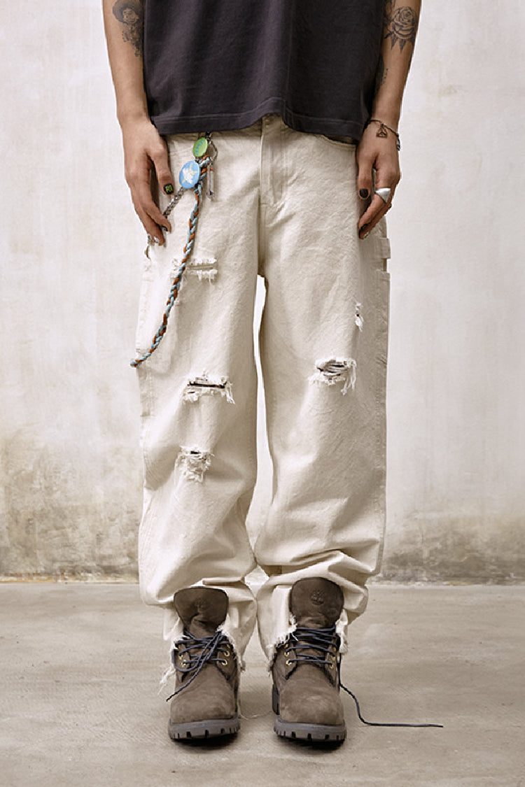 Washed Distressed Fringe Jeans — Remedy