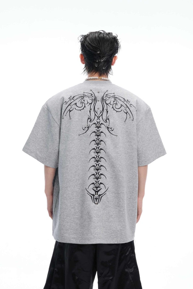 Embroidered Spine Graphic Tee