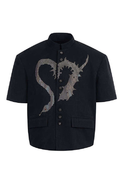Embellished Snake Short Sleeve Blazer