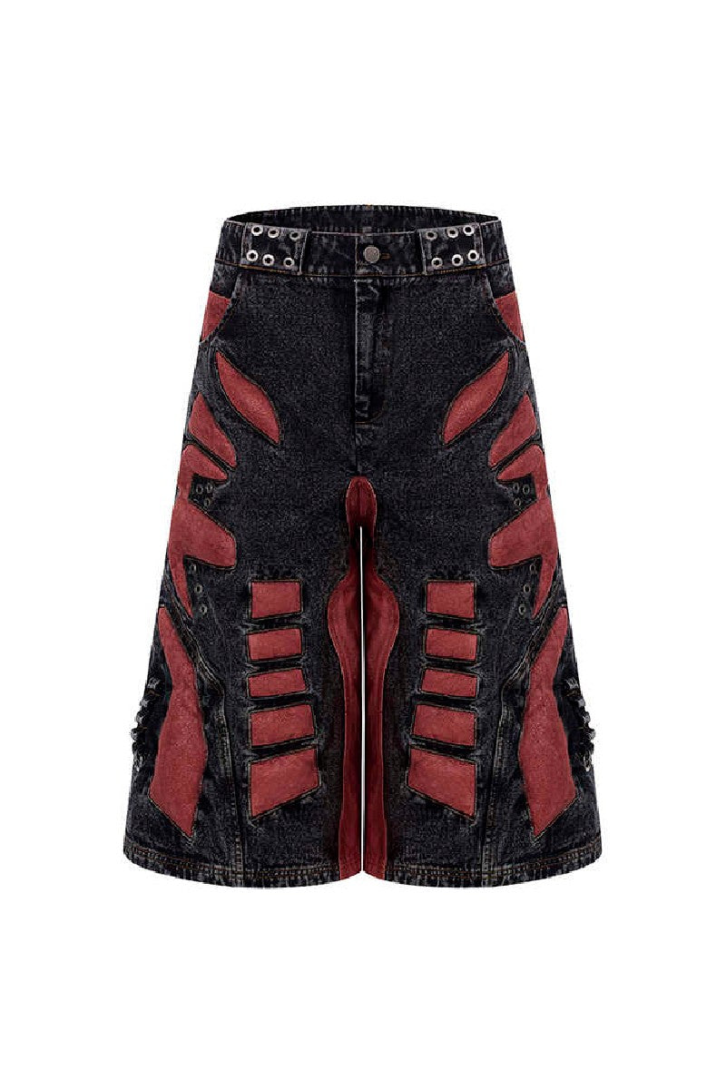 3D Skeleton Denim Shorts