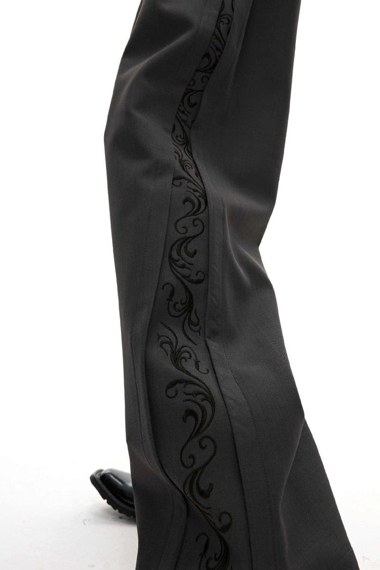 Embroidered Pleated Vintage Trousers — Argue Culture — view 4