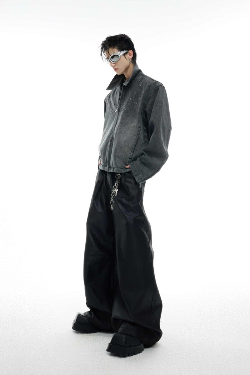 Washed Studded Denim Jacket