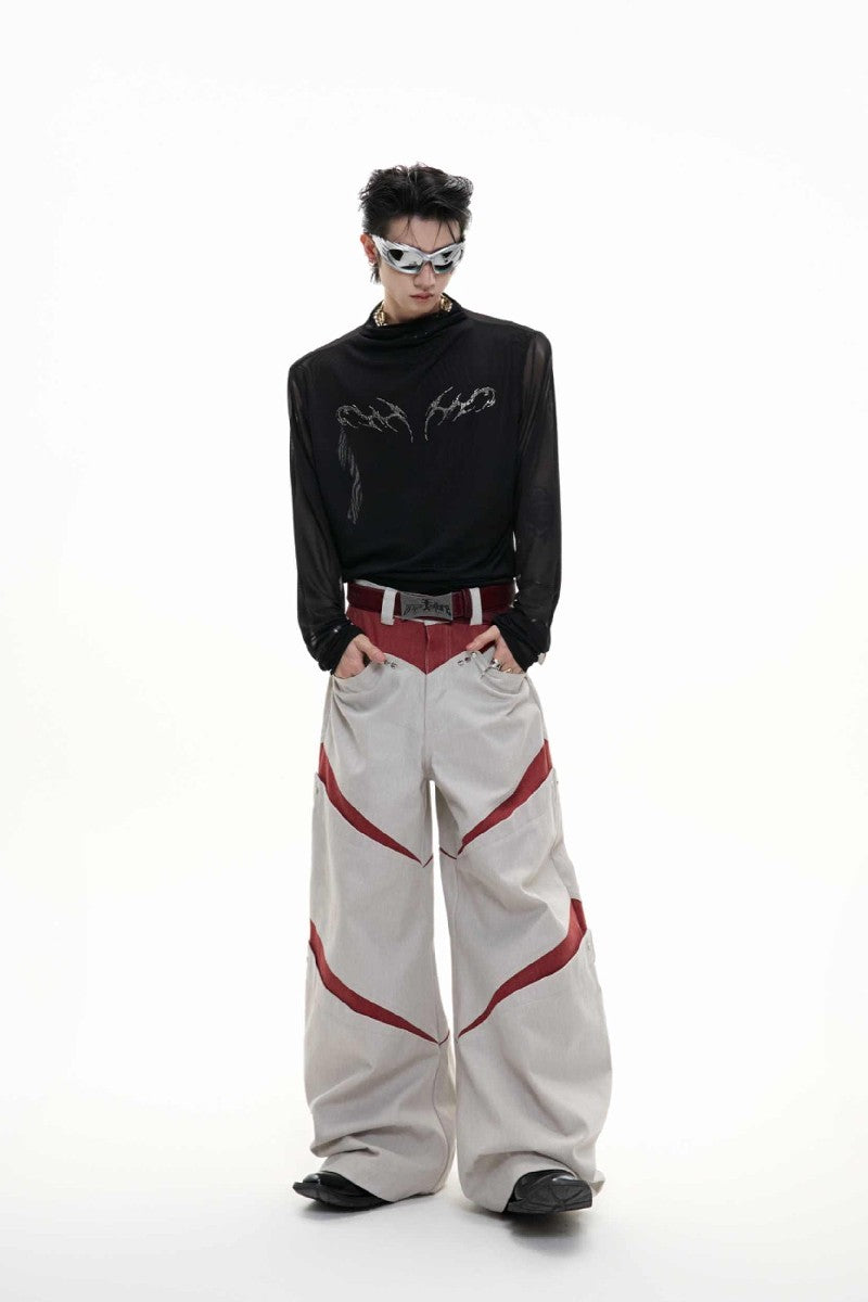 Mesh Fitted Metallic Print Tee