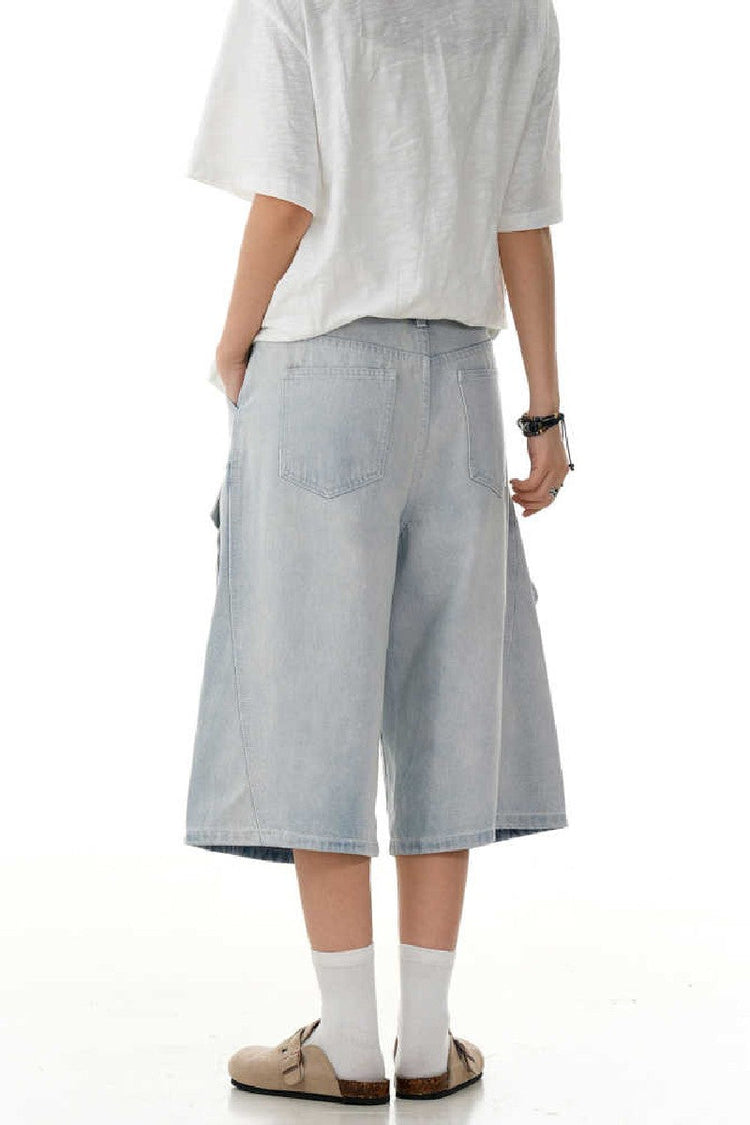 Blue Multi Pocket Jorts — Trenqor Basics — view 5