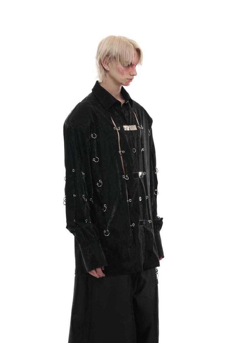 Metal Buckle PU Shirt Jacket — Argue Culture — view 2
