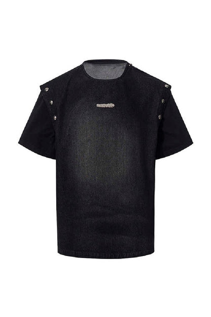 Detachable Sleeve Denim Tee