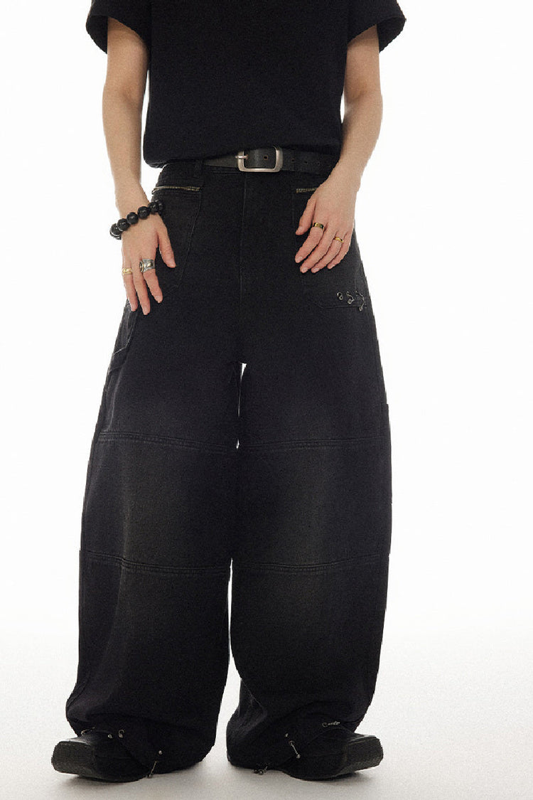 Distressed Denim Straight-Leg Jeans — Croworld — view 2