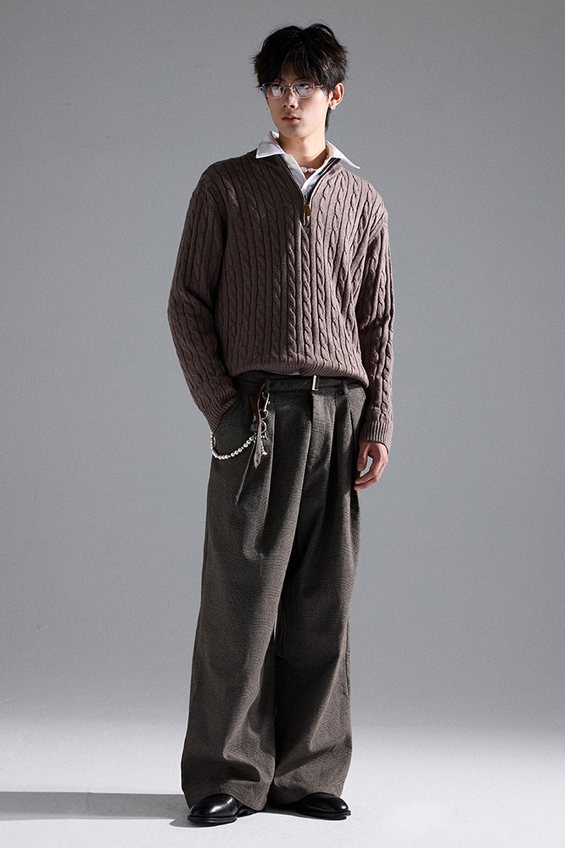 Houndstooth Suede Wide Pants