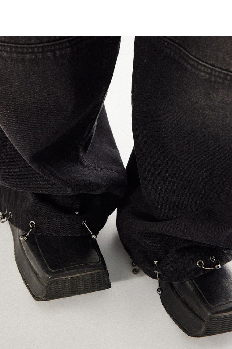 Distressed Denim Straight-Leg Jeans — Croworld — view 7