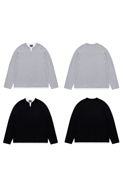 Layered V Neck Waffle Shirt