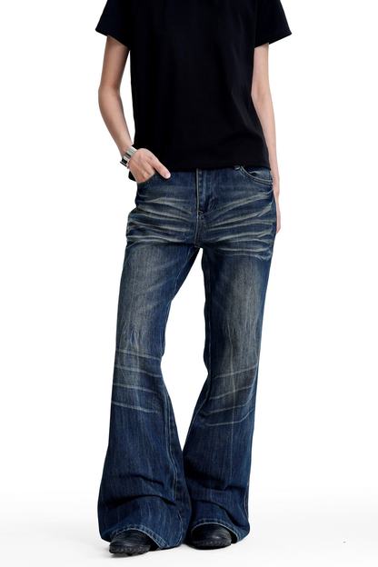 Whiskered Bootcut Flare Jeans