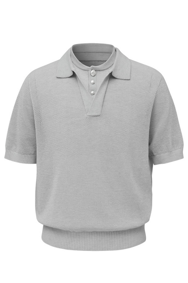 Layered Knit Polo Shirt