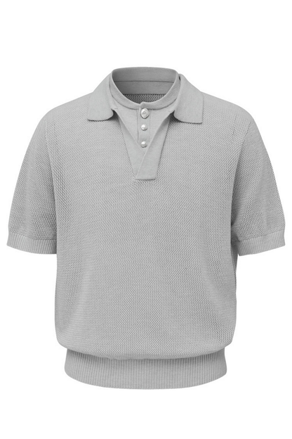 Layered Knit Polo Shirt