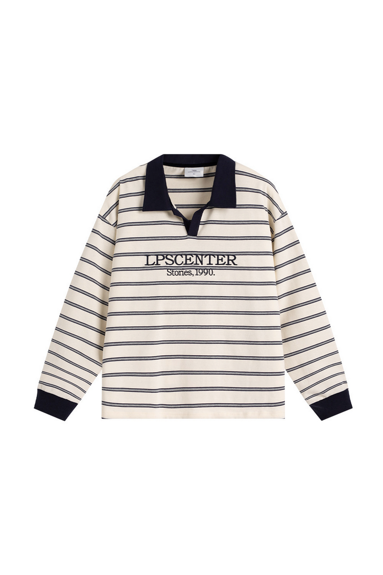 Striped Long Sleeve Polo — Loopsoon — view 4