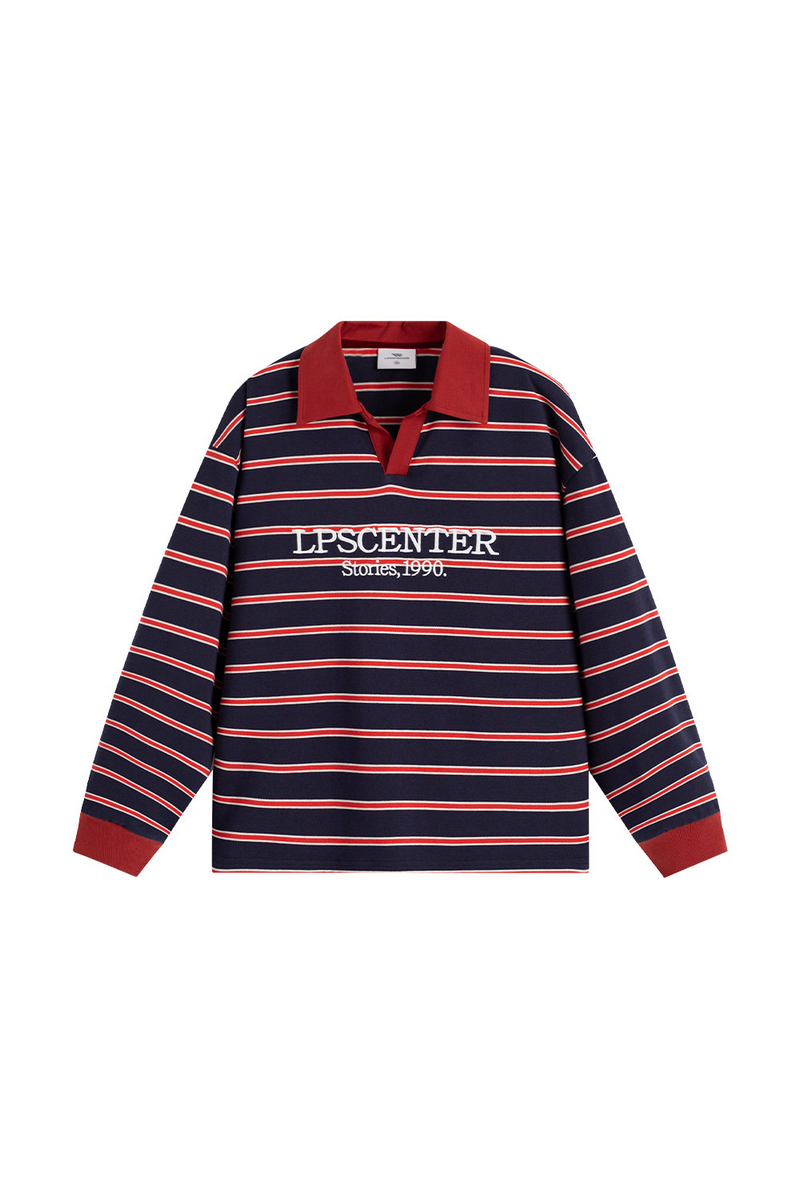 Striped Long Sleeve Polo