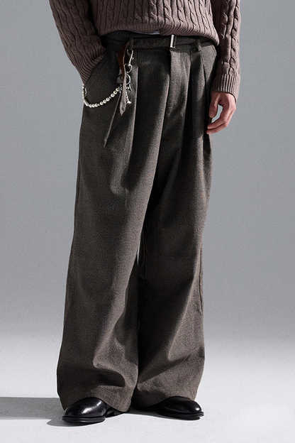 Houndstooth Suede Wide Pants