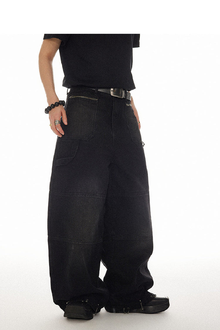 Distressed Denim Straight-Leg Jeans — Croworld — view 4