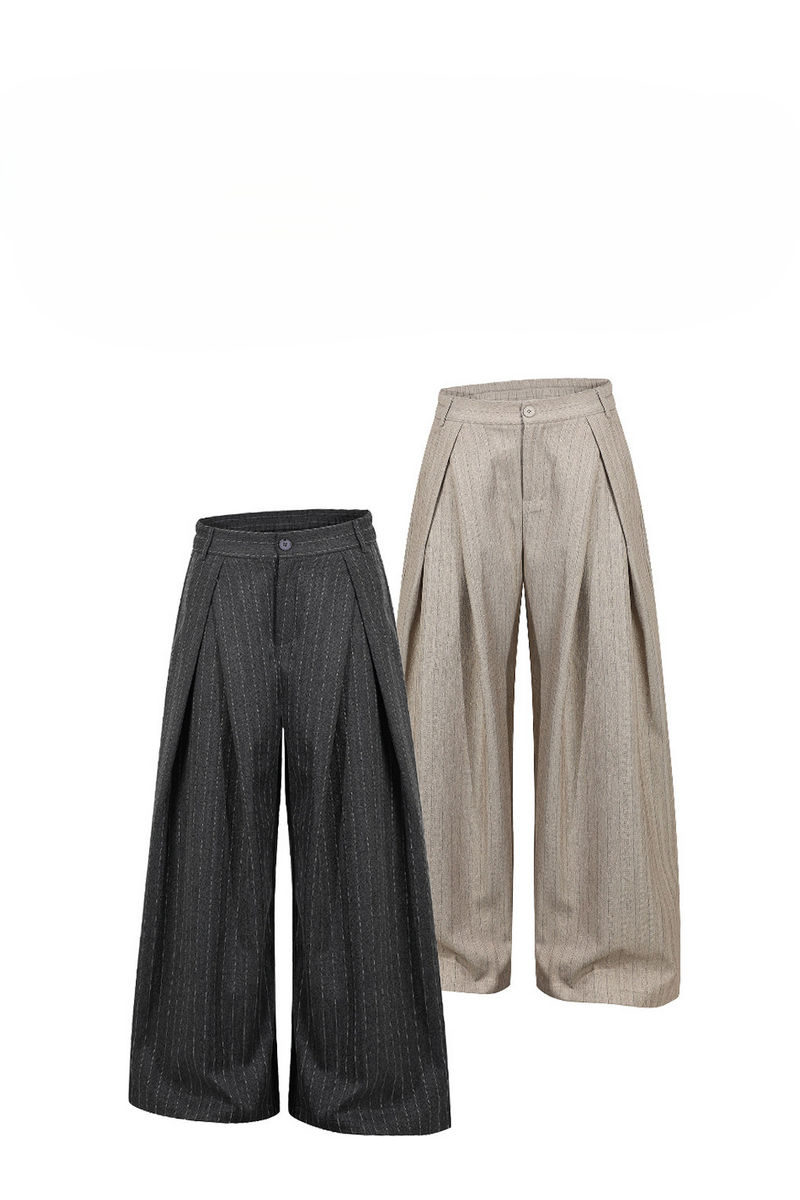 Striped Pleated Trousers