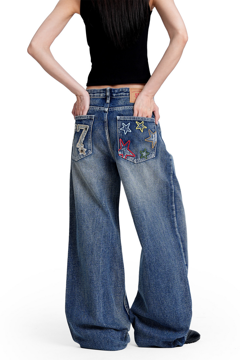 Star Embroidered Jeans