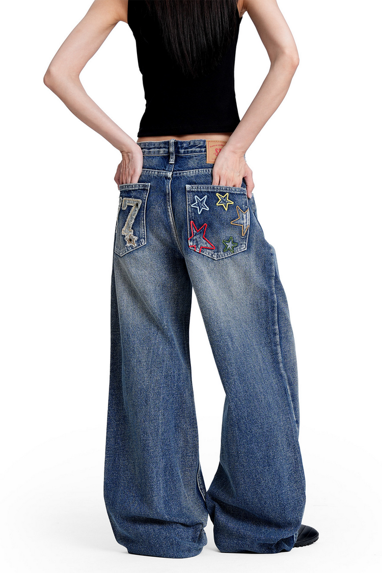 Star Embroidered Jeans — Trenqor Basics — view 4