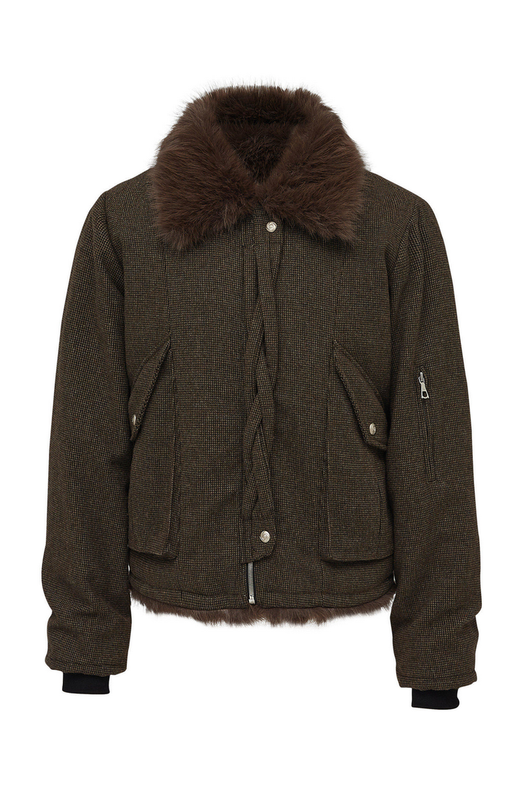 Fur Collar Wool Jacket — Taichiism — view 2
