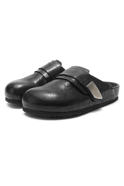 Washed Leather Mule Clogs