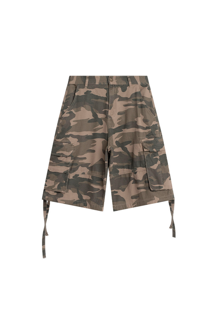 Camo Cargo Drawstring Shorts — Loopsoon — view 3