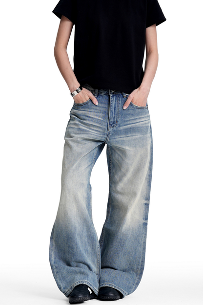 Distressed Bootcut Straight Leg Jeans