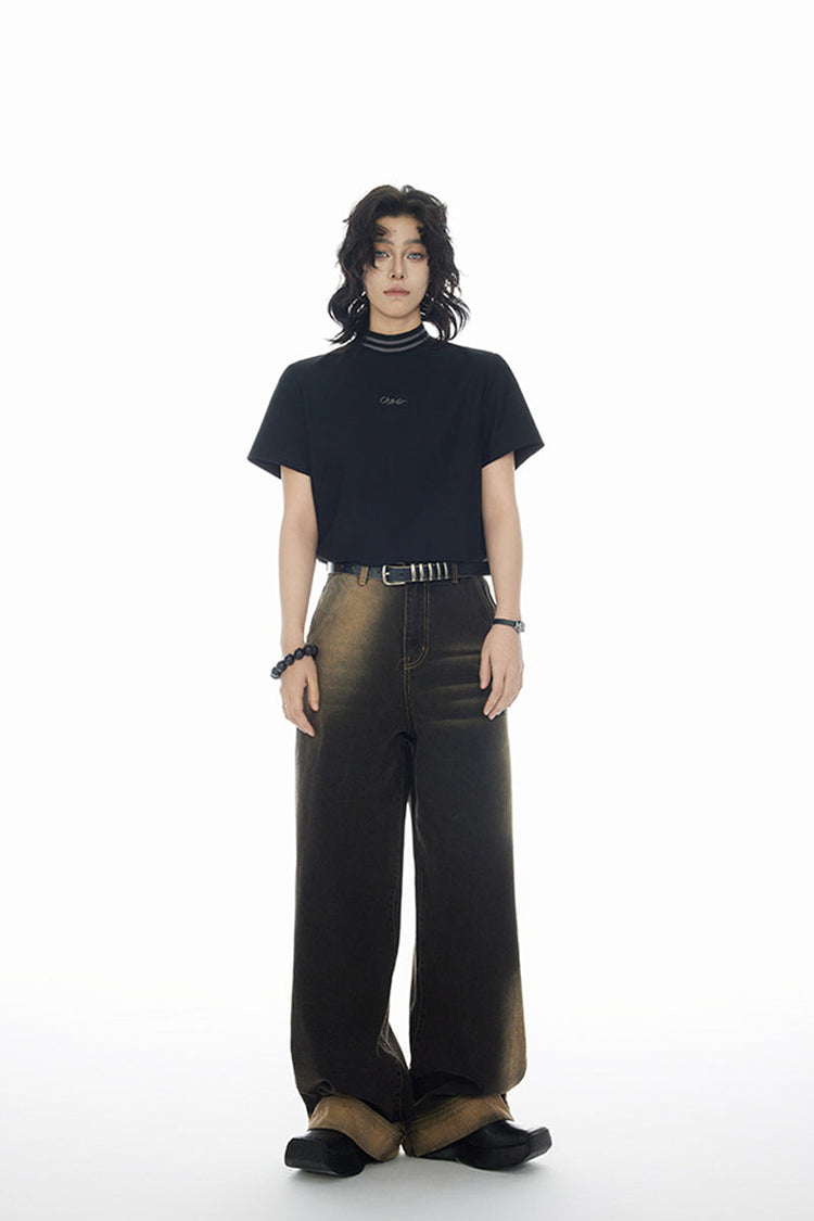 Retro Faded Ombre Denim Jeans — Croworld — view 2