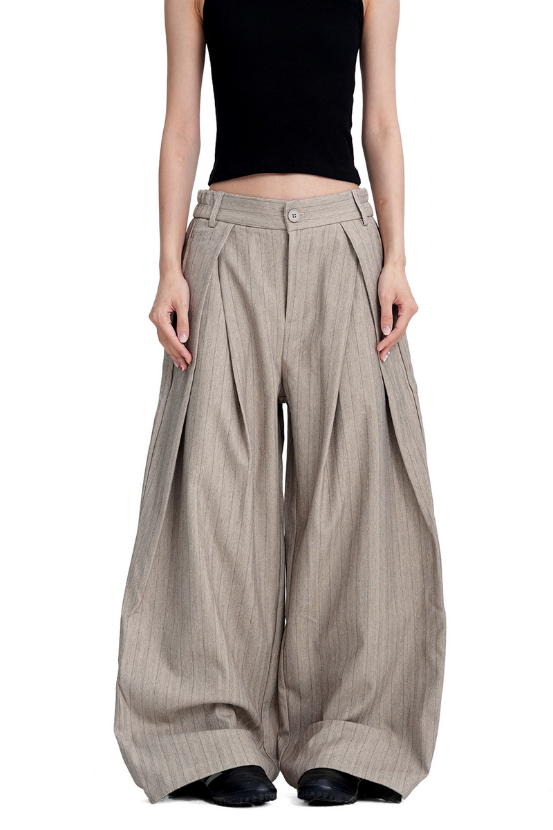 Striped Pleated Trousers