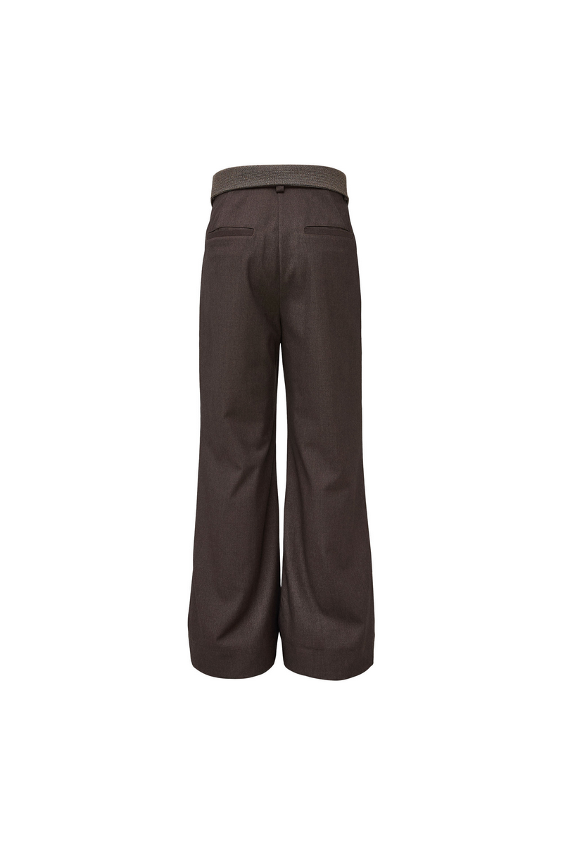 Houndstooth Wool Wide Pants
