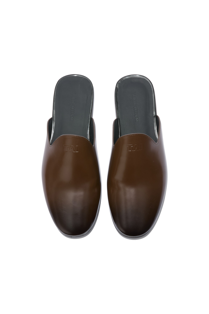 Smoked Leather Mule Clogs